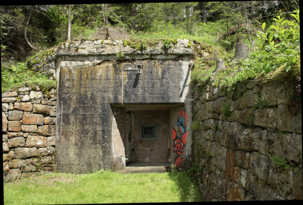 Entrance to a bunker in Switzerland that is no longer in use. Canton of Bern, Switzerland