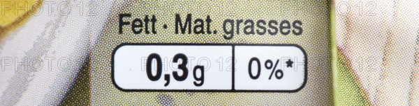 Quantity and percentage of the recommended daily intake of the nutrient fat on a packet of cornflakes