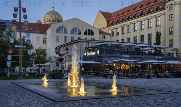 Evening atmosphere at the Forum of the Museum Island, Restaurant Dieselhaus, Berlin, Germany