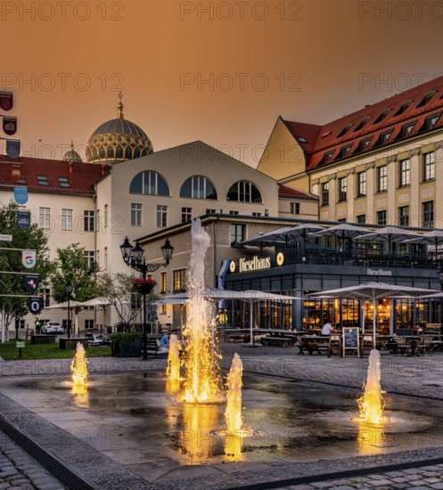 Evening atmosphere at the Forum of the Museum Island, Restaurant Dieselhaus, Berlin, Germany