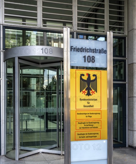 Entrance to the Federal Ministry of Health in Friedrichstraße, Berlin, Germany