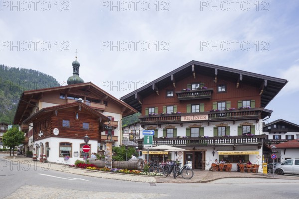 Town hall with catering, Reit im Winkl, Chiemgau, Upper Bavaria, Bavaria, Germany