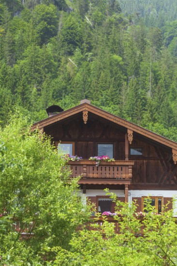 Old house with forest, Reit im Winkl, Chiemgau, Upper Bavaria, Bavaria, Germany