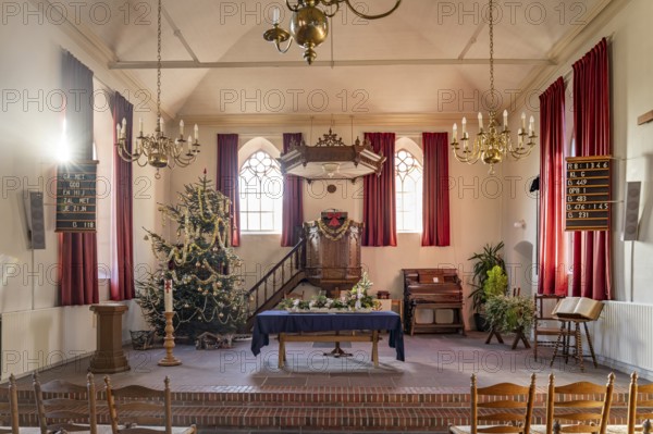 Interior of the small church of the former Bourtange fortress, Groningen, Netherlands