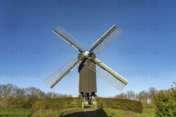 Windmill of the inhabited former fortress Bourtange, Groningen, Netherlands