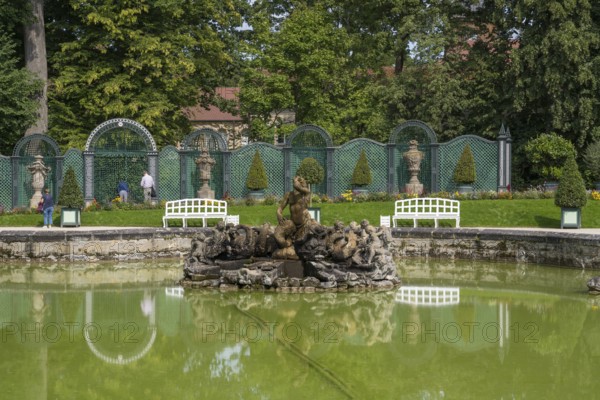 Water basin upper grotto in the palace park, New Palace, Temple of the Sun, Hermitage, Bayreuth, Upper Franconia, Franconia, Bavaria, Germany