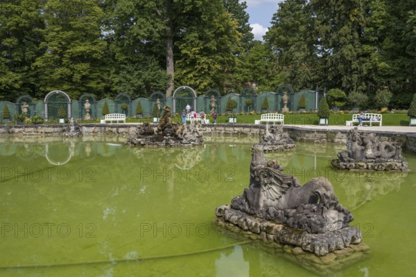 Water basin upper grotto in the palace park, New Palace, Temple of the Sun, Hermitage, Bayreuth, Upper Franconia, Franconia, Bavaria, Germany
