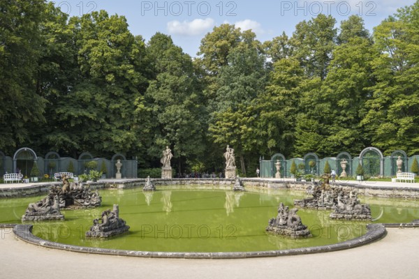 Water basin upper grotto in the palace park, New Palace, Temple of the Sun, Hermitage, Bayreuth, Upper Franconia, Franconia, Bavaria, Germany