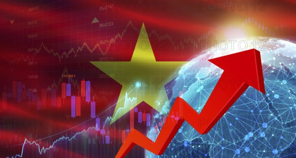 Global financial growth with Vietnam flag. Financial growth with Vietnam flag on economic background