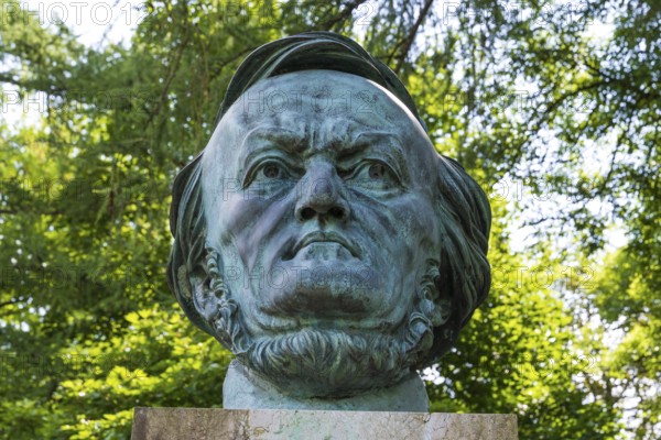 Richard Wagner, Bust, Bust portrait by Arno Breker, Richard Wagner Park, on the Green Hill, Bayreuth, Upper Franconia, Franconia, Bavaria, Germany
