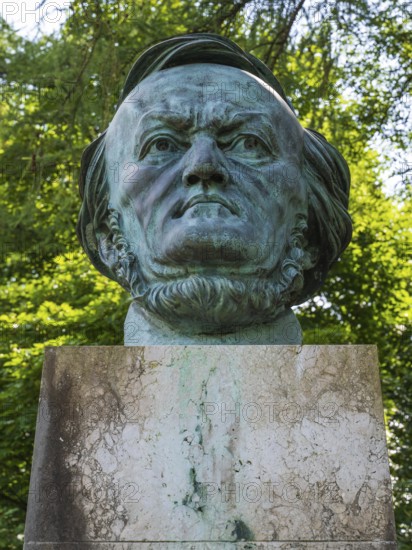 Richard Wagner, Bust, Bust portrait by Arno Breker, Richard Wagner Park, on the Green Hill, Bayreuth, Upper Franconia, Franconia, Bavaria, Germany