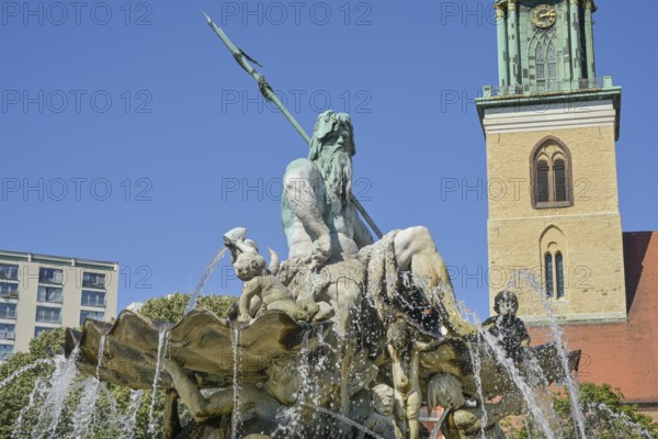 Neptune Fountain, St Mary's Church, Rathausstraße, Mitte, Berlin, Germany