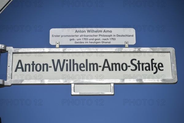 Street sign Anton-Wilhelm-Amo-Straße, Mitte, Berlin, Germany