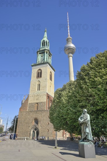 St Mary's Church, Karl-Liebknecht-Straße, TV tower at Alexanderplatz, Mitte, Berlin, Germany