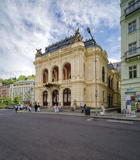 Karlovy Vary Municipal Theatre in the New Rococo style, old town, spa, healing spring, health, mineral, mineral water, illness, Karlovy Vary, Bohemia, Czech Republic