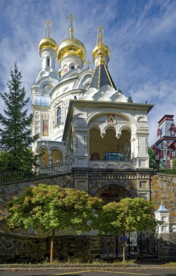 Russian Orthodox Church of St Peter and Paul, Peter and Paul, Byzantine-style single-nave church, Karlovy Vary, Bohemia, Czech Republic