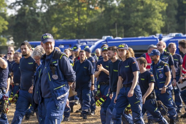 Volunteer emergency services at the large-scale exercise FÜLEX25, organised by the THW, Federal Agency for Technical Relief, North Rhine-Westphalia. Over four weekends, more than 3, 500 volunteers from 127 local associations in North Rhine-Westphalia practise many different scenarios in the field of disaster control and civil defence