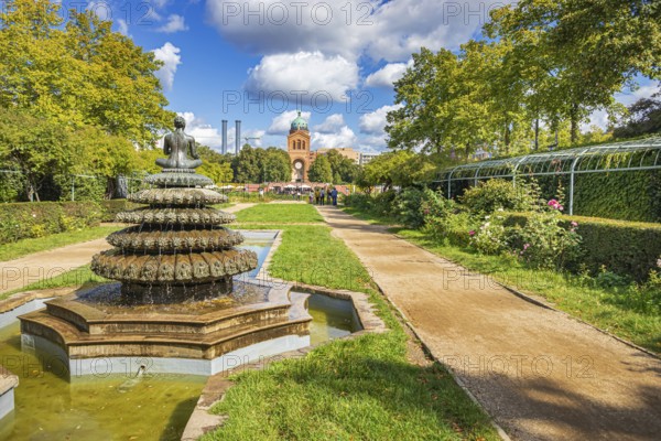 Indian fountain at the Engelbecken in Berlin, Germany