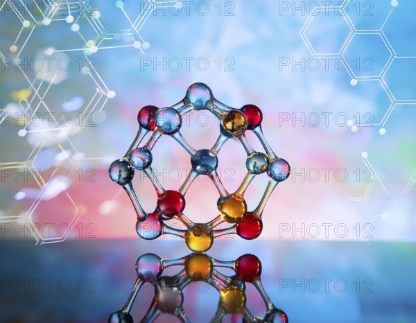 Visual representation of a molecular structure showcasing chemical bonds and atoms, ideal for scientific and educational purposes, emphasizing molecular biology and chemistry insights on a blue background, AI generated