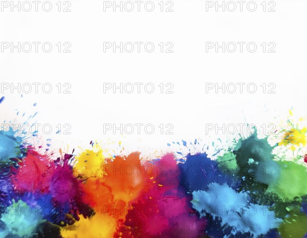 Bright watercolor art showcasing vibrant hues blending with artistic paint splashes, perfect for creative and artistic themes, AI generated