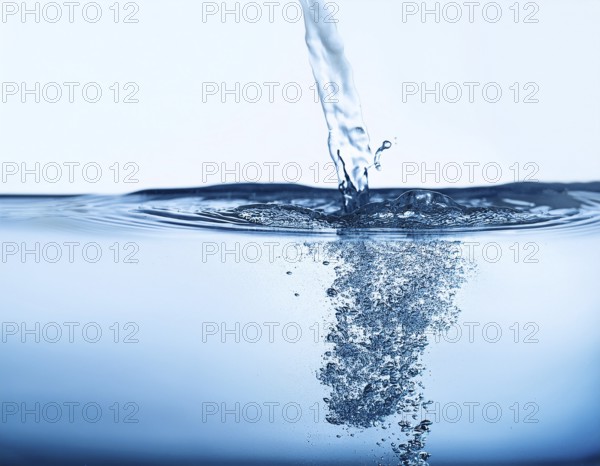 High-quality image showing a splash of water pouring into a clean surface, symbolizing freshness, purity, and energy, perfect for concepts like hydration or environmental awareness, AI generated