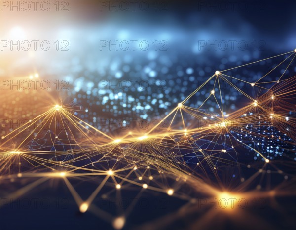 A beautifully designed digital rendering of Earth from space, showcasing glowing city lights connected by network lines, symbolizing global communication and technology connectivity, AI generated