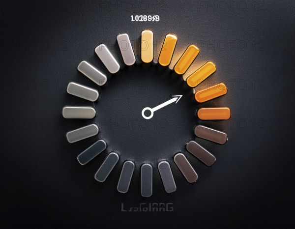 Loading symbol displayed against a dark-textured backdrop. Ideal for technology, progress, or interface illustrations, AI generated