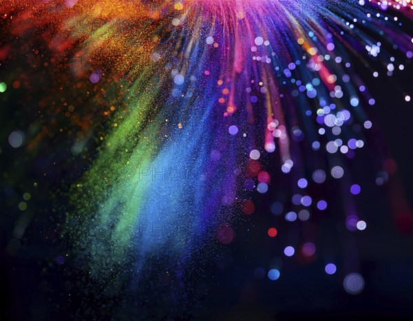 Glowing fiber-optic lights in vivid colors, creating a futuristic and dynamic visual effect, ideal for technology, AI generated