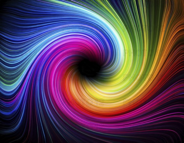 Abstract art depicting vibrant streaks of light forming a swirling vortex against a dark background, evoking a dynamic and energetic visual. Perfect for creative, modern, and futuristic design projects, AI generated