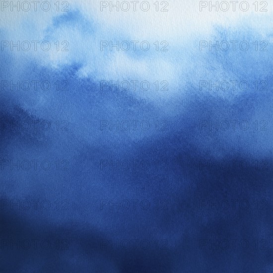 A detailed abstract watercolor artwork featuring various shades of blue blended seamlessly, evoking a sense of calmness and serenity with its subtle textural effects and artistic gradient transitions, AI generated