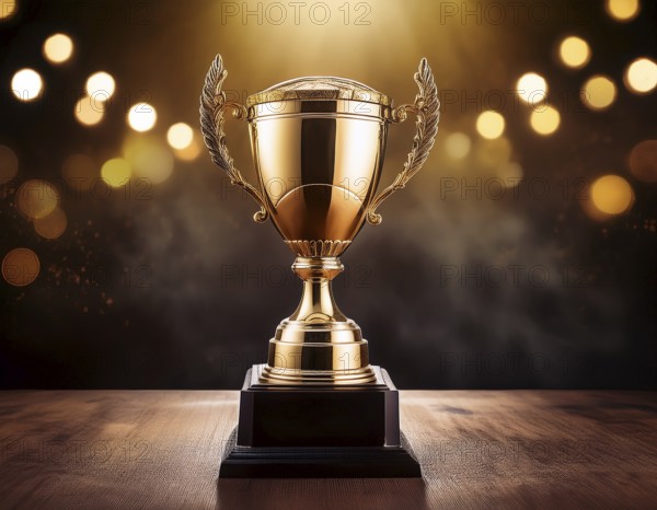 Concept of celebration and achievement. Goal achievement concept.. Winner champion trophy cup, AI generated