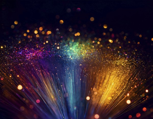 A colorful explosion powder on black background.. Multicolored powder explosion, AI generated