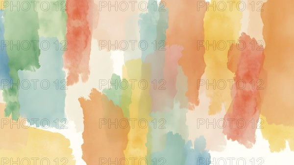 A vibrant display of abstract watercolor artwork featuring a spectrum of soft and bright hues, evoking creativity, artistry, and inspiration, AI generated
