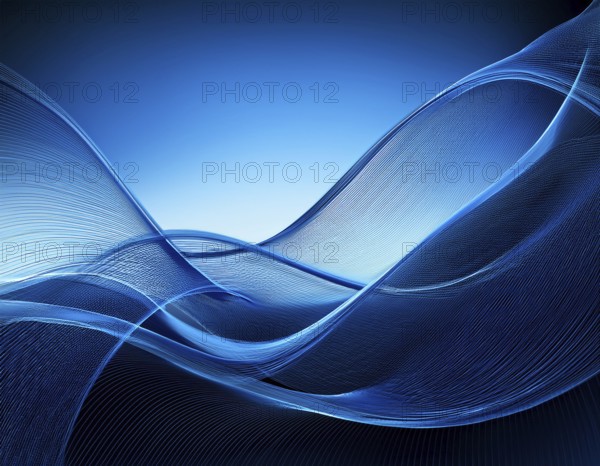 Dynamic wave pattern. Modern flowing wavy lines. . Abstract blue smooth wave on a white background, AI generated