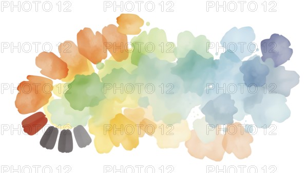 A vibrant display of abstract watercolor artwork featuring a spectrum of soft and bright hues, evoking creativity, artistry, and inspiration, AI generated