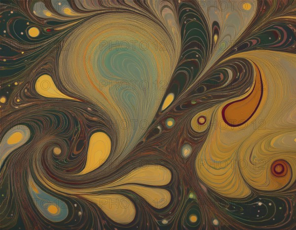 Abstract Marble Waves Acrylic Background. Abstract fluid art with swirling colors and bubbles, creating a dynamic effect, vibrant colors, AI generated