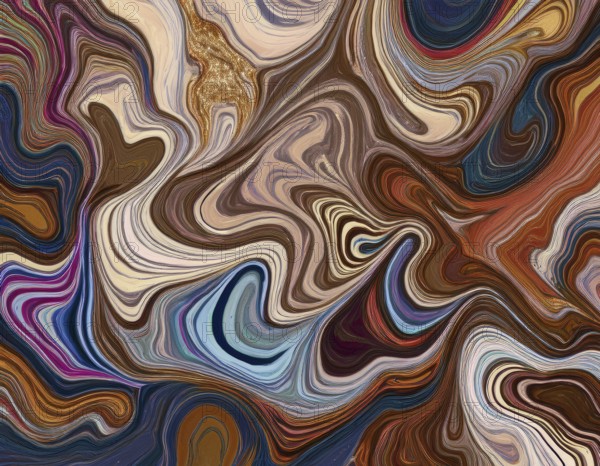 Abstract Marble Waves Acrylic Background. Abstract fluid art with swirling colors and bubbles, creating a dynamic effect, vibrant colors, AI generated