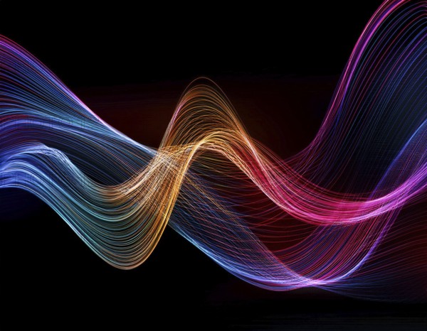 A dynamic graphic with colorful lines that swirl. Design element for technology, science, music or modern concept, AI generated
