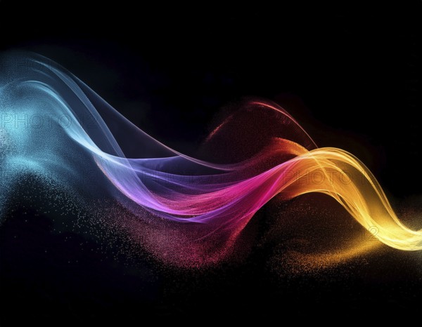 A dynamic graphic with colorful lines that swirl. Design element for technology, science, music or modern concept, AI generated