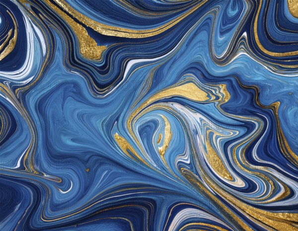 Abstract Marble Waves Acrylic Background. Abstract fluid art with swirling colors and bubbles, creating a dynamic effect, vibrant colors, AI generated