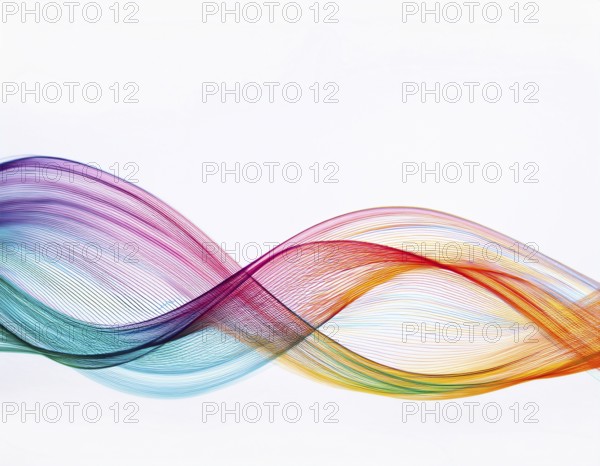 A dynamic graphic with colorful lines that swirl. Design element for technology, science, music or modern concept, AI generated