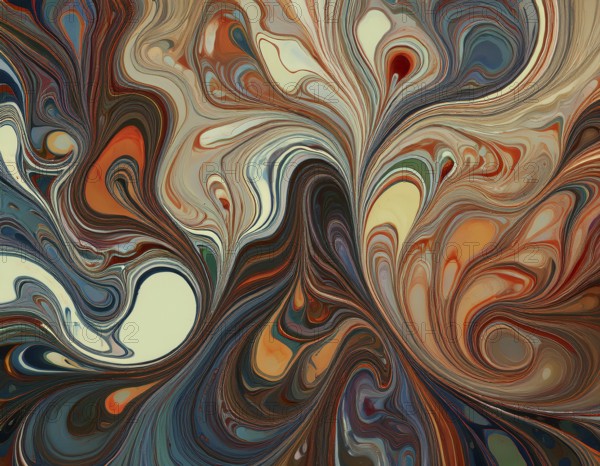 Abstract Marble Waves Acrylic Background. Abstract fluid art with swirling colors and bubbles, creating a dynamic effect, vibrant colors, AI generated