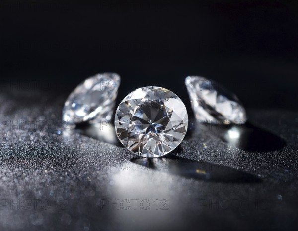 A brilliant collection of diamonds illuminated with striking lighting effects, emphasizing their clarity and sparkle, perfect for themes of luxury, wealth, and elegance, AI generated