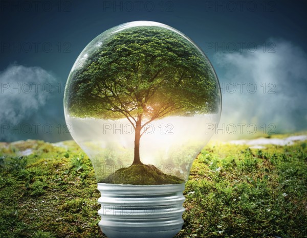 Ecology and Environment concept. Environment Earth Day In the hands of trees growing seedlings, reduce global warming, AI generated