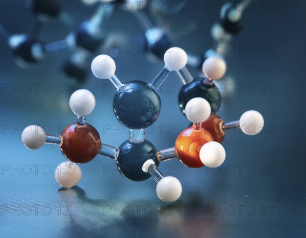 Visual representation of a molecular structure showcasing chemical bonds and atoms, ideal for scientific and educational purposes, emphasizing molecular biology and chemistry insights on a blue background, AI generated
