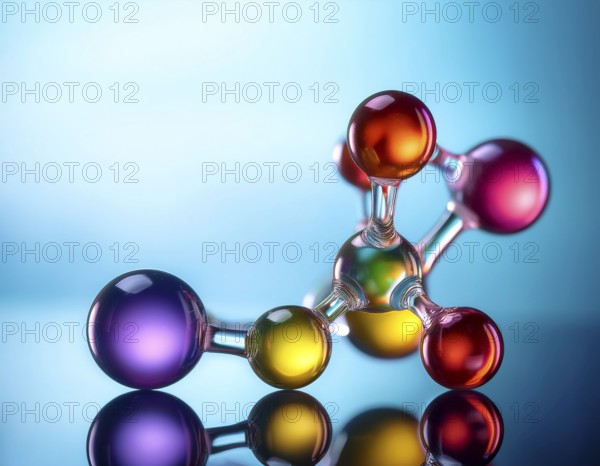 Visual representation of a molecular structure showcasing chemical bonds and atoms, ideal for scientific and educational purposes, emphasizing molecular biology and chemistry insights on a blue background, AI generated
