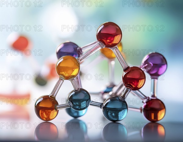 Visual representation of a molecular structure showcasing chemical bonds and atoms, ideal for scientific and educational purposes, emphasizing molecular biology and chemistry insights on a blue background, AI generated