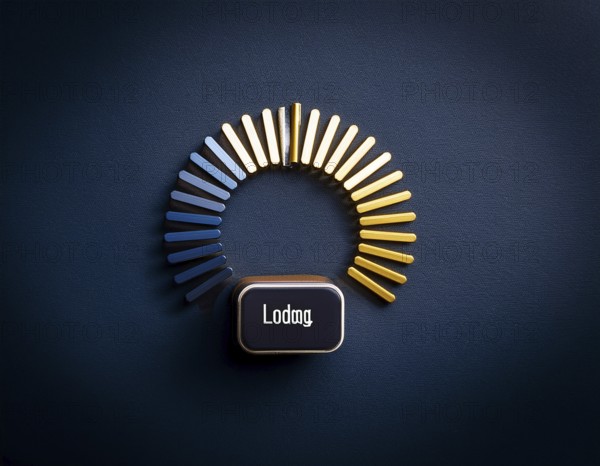 Loading symbol displayed against a dark-textured backdrop. Ideal for technology, progress, or interface illustrations, AI generated