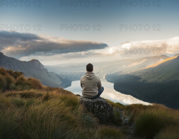 A solitary person, evoking feelings of solitude, introspection, and natural beauty, AI generated