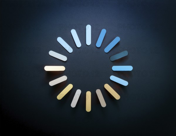 Loading symbol displayed against a dark-textured backdrop. Ideal for technology, progress, or interface illustrations, AI generated